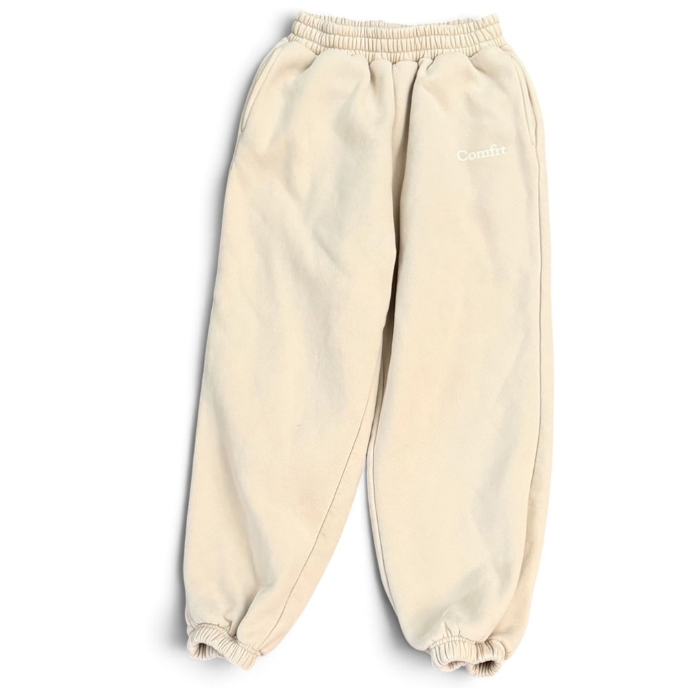 Comfrt Sweatpants Kids Large Beige Oversized Fleece Joggers Loungewear